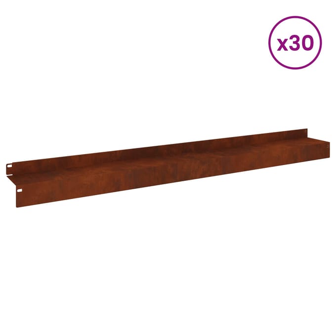 vidaXL - Gazonrand - 30 - st - 100 - x - 10 - x - 8 - cm - Staal - Roestig