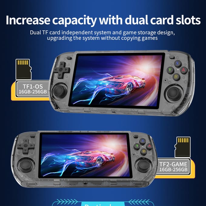 PowKiddy RGB10 max3 Handheld Game Console 5,0-inch IPS HD-scherm Ondersteuning TV-aansluiting Meerdere 256G geel