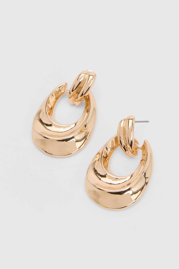 boohoo Dames Grote Deurklopper Oorbellen | Goud