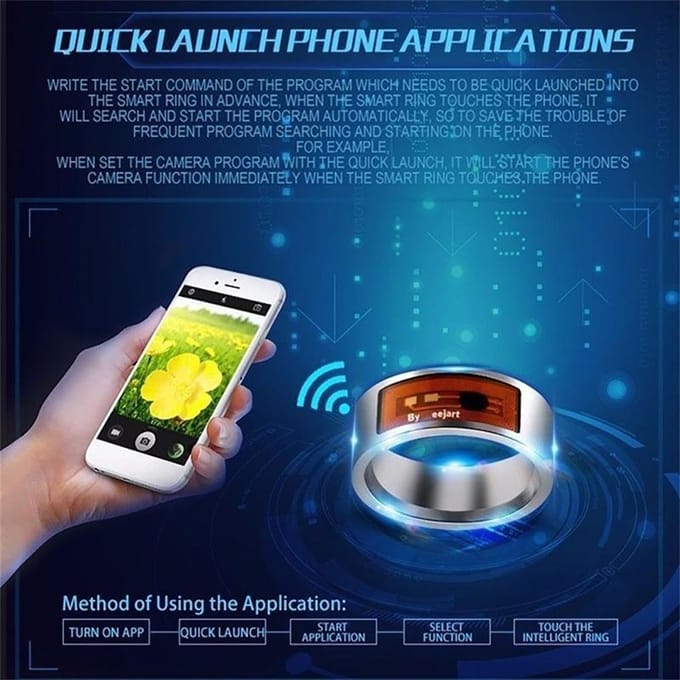 Anneaux intelligents NFC multifonctionnel étanche anneau Intelligent usure intelligente doigt anneau numérique Intelligent 11 noir