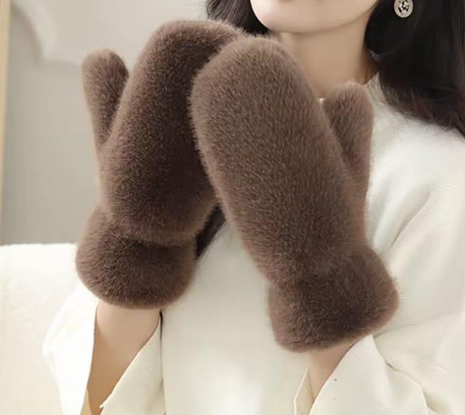 Without Lemon - Dames Winter Wanten - Handschoen - Dik - Pluche - Zacht & Warm - Bruin