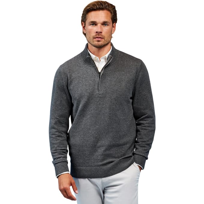 Asquith & Fox Heren Katoenen Blend Sweatshirt met ritssluiting (Houtskool)