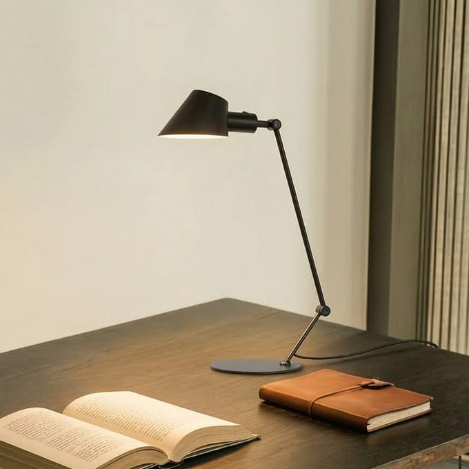 Lindby - bureaulamp - 1licht - Metaal, ijzer - H: 64 cm - E27 - zwart