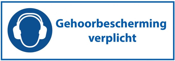 Gehoorbescherming verplicht tekststicker, M003 400 x 150 mm