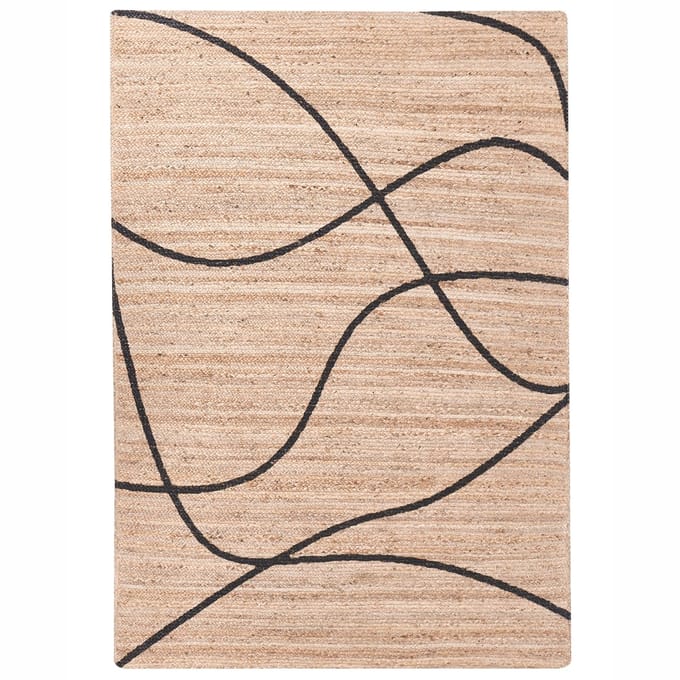 GHOTA - Vloerkleed - Beige/Zwart - 160 x 230 cm - Jute