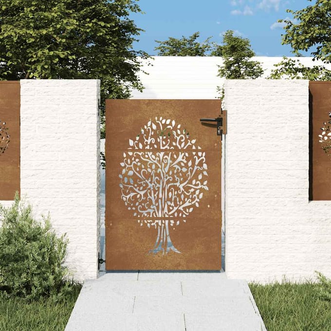 vidaXL - Poort - 85x125 - cm - boomontwerp - cortenstaal
