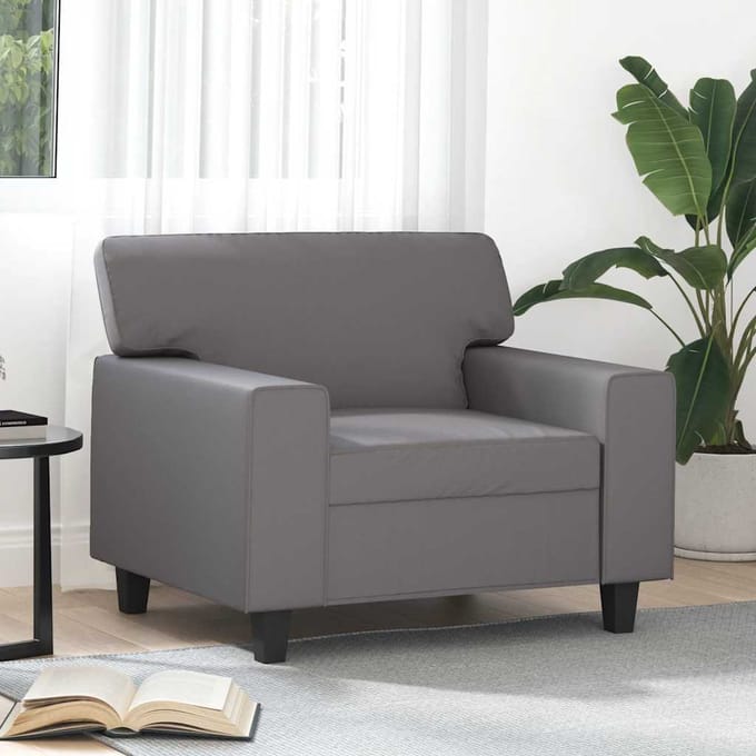 vidaXL Fauteuil 60 cm kunstleer grijs