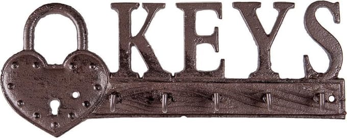 Clayre & Eef Sleutelrekje 26x3x10 cm Bruin IJzer