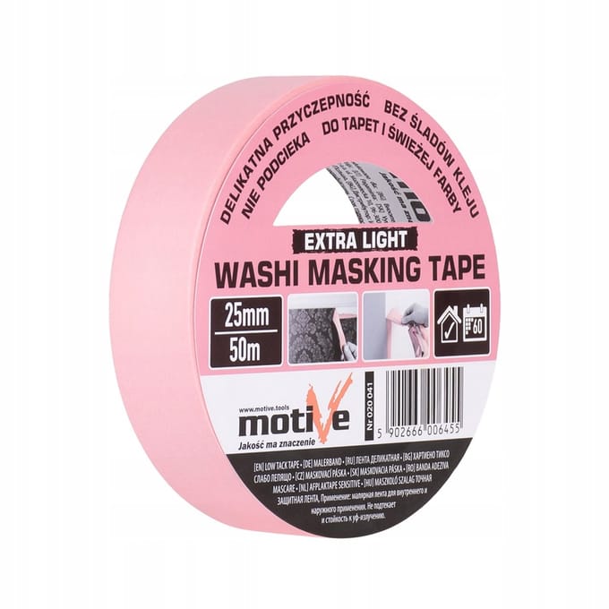 Washi Masking Tape Extra Light Roze 25mm x 50m - Delicaat & Effectief