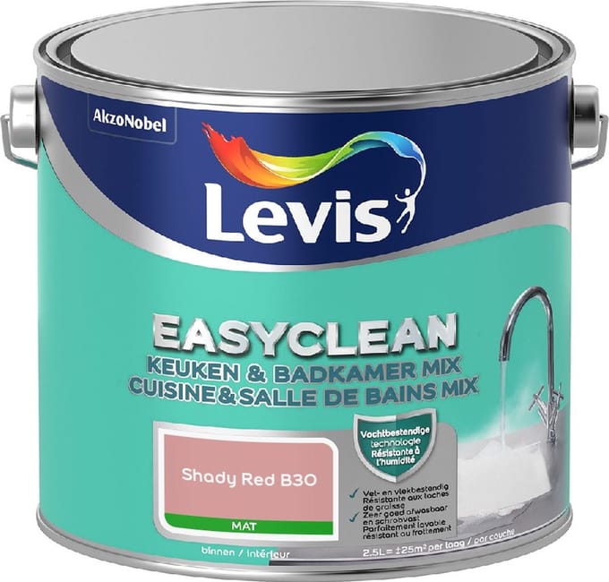 Levis - Easyclean Keuken & Badkamer Mix - Shady Red B30 - Mengverf - 2,5 L