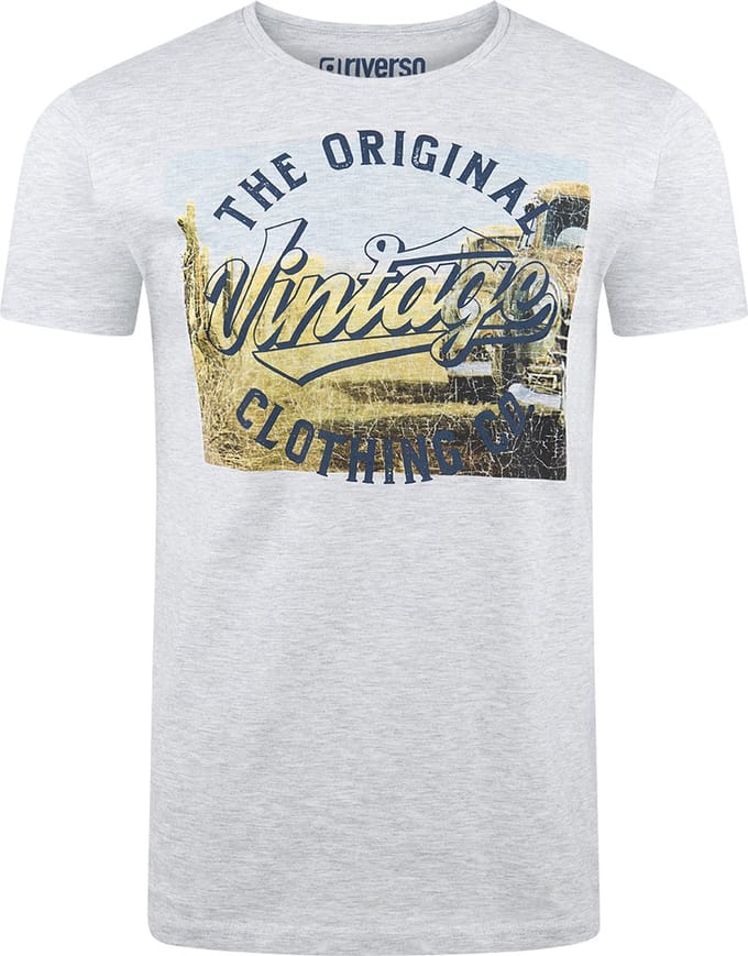 riverso Heren T-Shirt RIVLukas regular fit Grijs M Ronde Hals Volwassenen Zomershirt