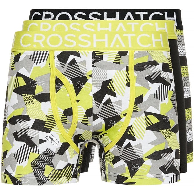 Crosshatch Heren Crystaline Boxershorts (Set van 3) (Kalk)