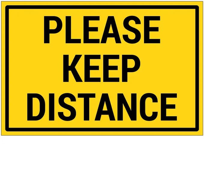 Please keep distance bord | gecoat dibond materiaal | 30 x 20 cm