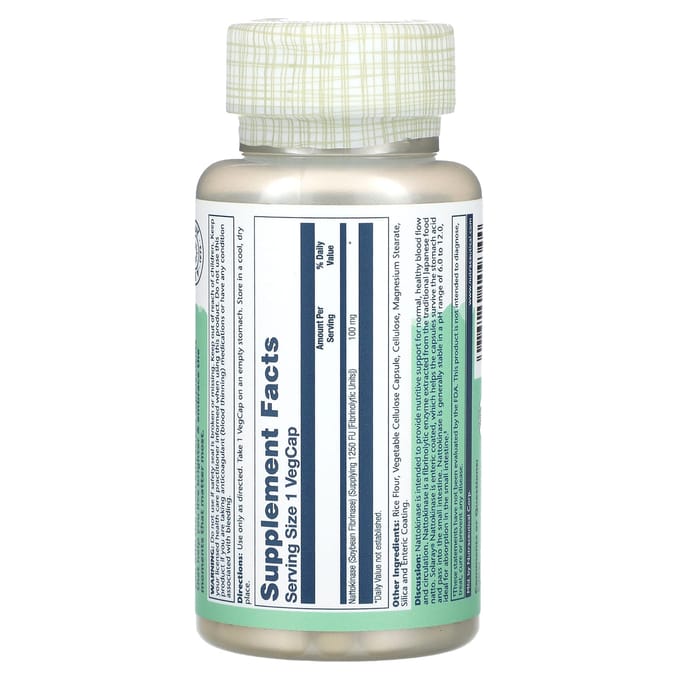 Nattokinase, 100 mg, 1.250 FU, 30 vegetarische capsules