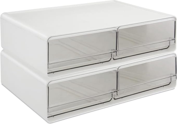 Transparante Lades Make-Up Organizer - Set van 2 Stapelbare Cosmetica-opslag voor Badkamer, Kantoor en Commode