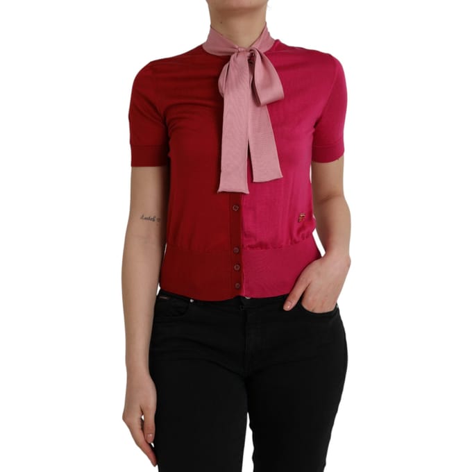 Dolce Gabbana Gebreide Top Korte Mouwen Strikje