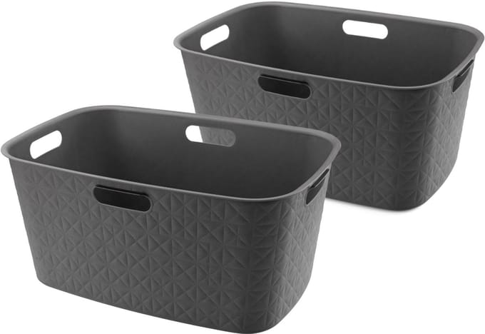 Curver Softex Wasmand - 45 liter - Set van 2 - 57x37x27cm - Antraciet