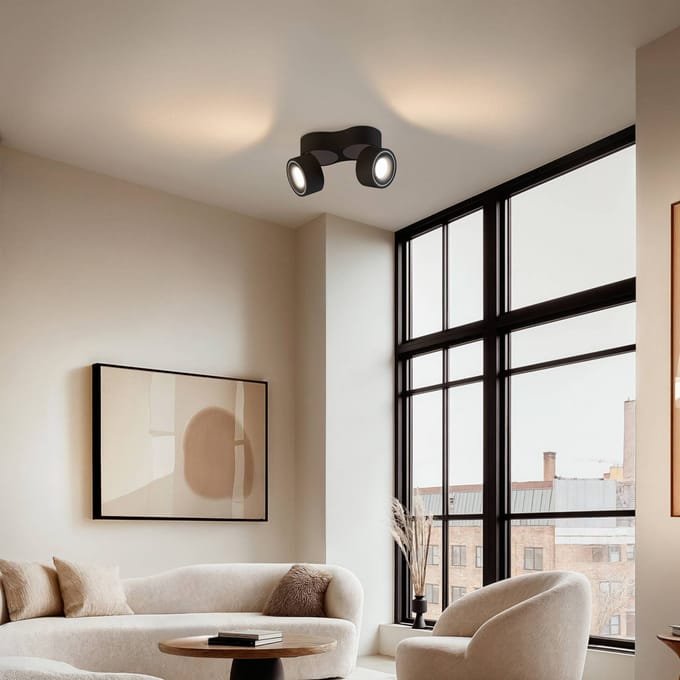 Arcchio LED plafondspot Rotari, 1960 lm, 2-lamps, zwart