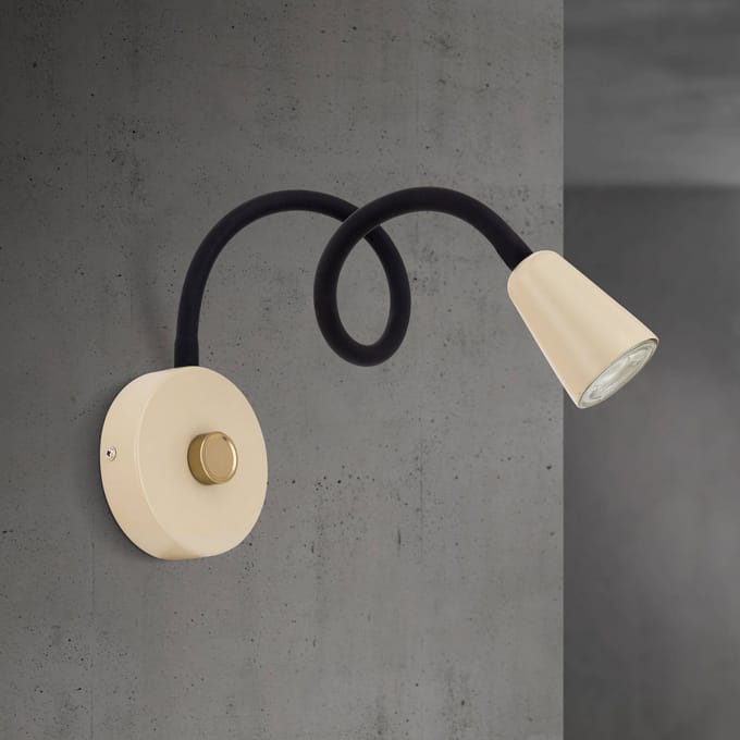 ORION Wandlamp Dotty, kaki, flexibele arm, dimmer, GU10
