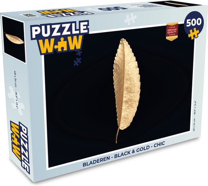 Puzzel Bladeren - Black and gold - Luxe - Chic - Natuur - Legpuzzel - Puzzel 500 stukjes