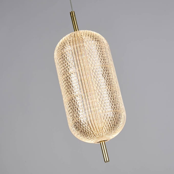 Searchlight Capsule LED hanglamp, messingkleurig, ijzer, acryl