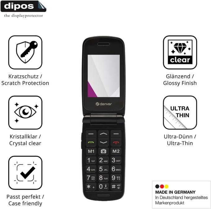 dipos – 4x Beschermfolie geschikt voor Denver BAS-24800L | Krasbestendige & heldere Screenprotector Ultra-Thin