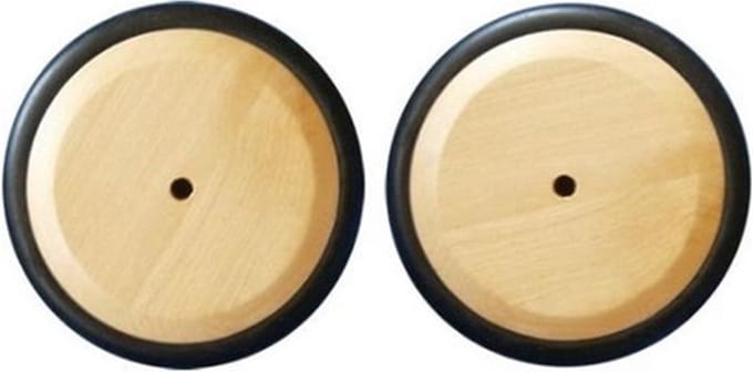DW4Trading Massief Houten Wielen met Rubber Rand - Set van 2 Stuks - Blank