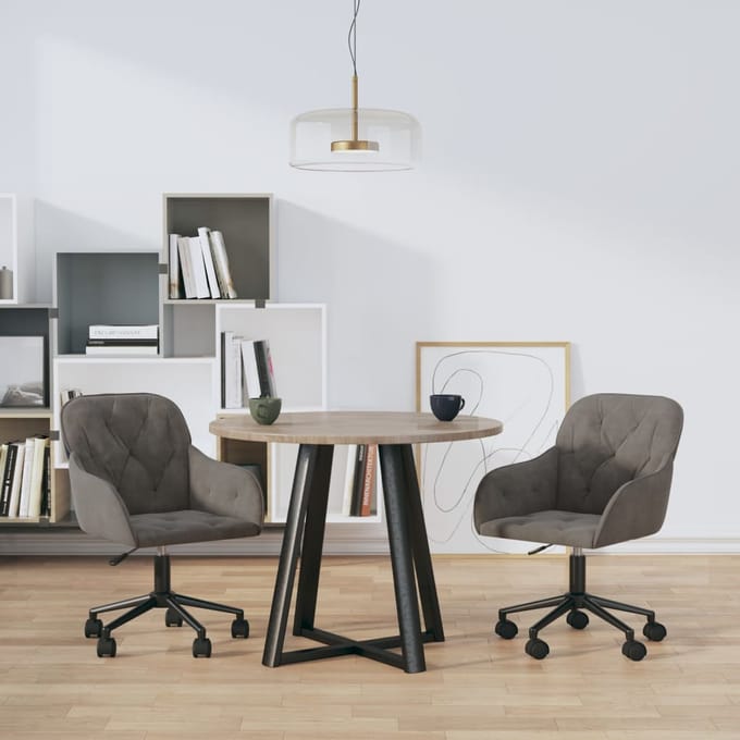 vidaXL - Eetkamerstoelen - draaibaar - 2 - st - fluweel - donkergrijs