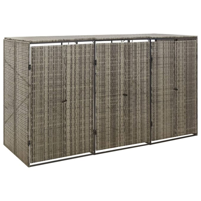vidaXL - Containerberging - driedubbel - 207x80x117 - cm - poly - rattan - grijs