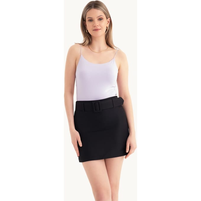 Hoge Taille Minirok met Een Ceintuur Detail