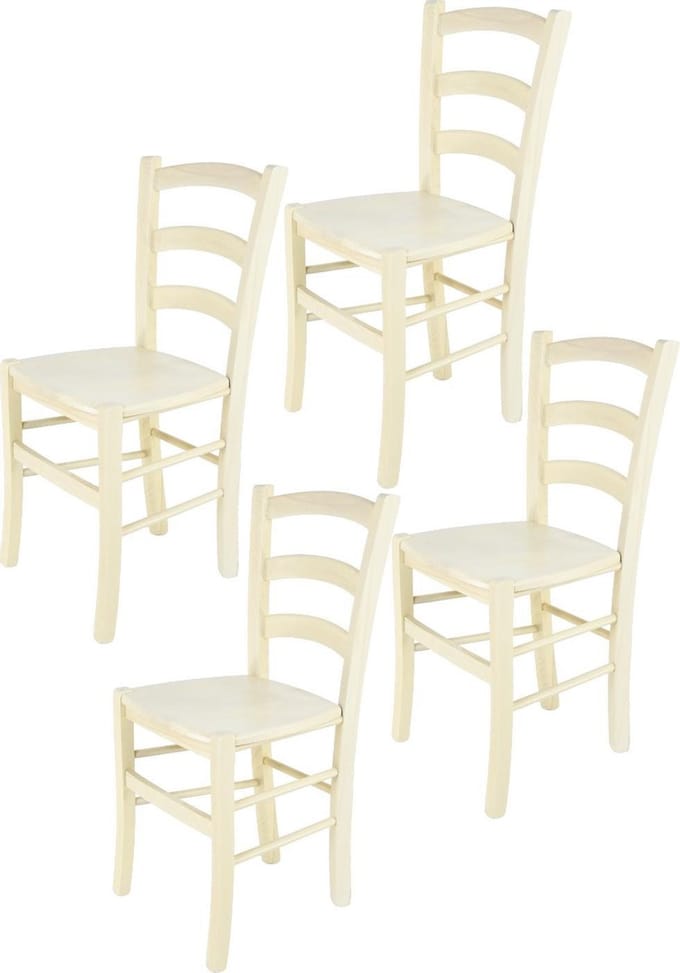 Tommychairs Venice - Eetkamerstoelen - Set van 4 - Wit - Hout