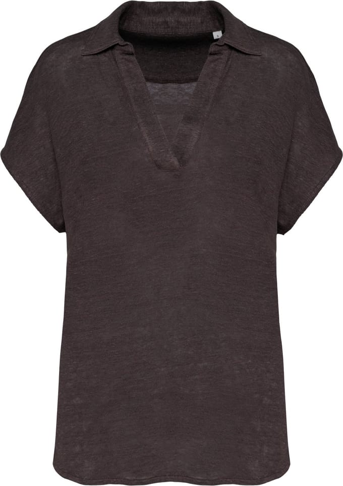 Spasso Linnen damespolo SP221 - Stone Grey - L