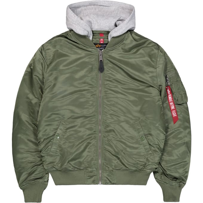 MA-1 Zip Hood Back Embroidery Bomber Jacket