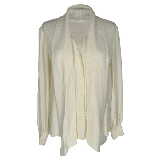Celine blouse met watervalhals in crèmekleurig acetaat