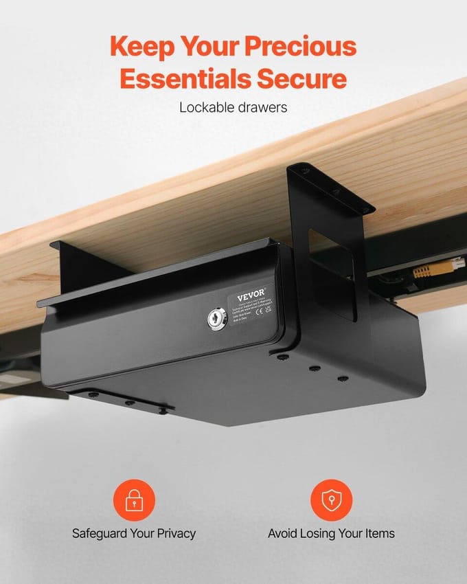 33 cm Afsluitbare Lade Organizer Onder Bureau Uittrekbare Lade Thuis Kantoor