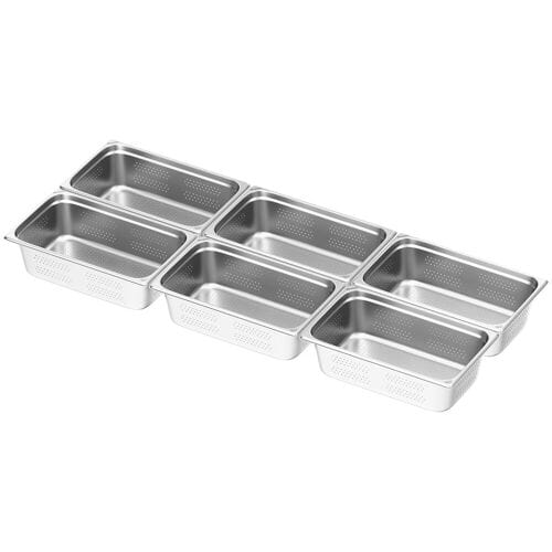 GGM Gastro (6 stuks) RVS GN-bak GN 1/1 - geperforeerd - hoogte: 150mm zilver
