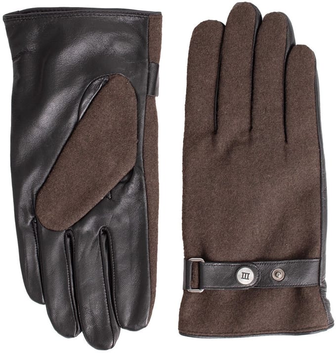 BEPPIE | Flanellen uni handschoenen | Dark bruin