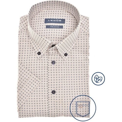 Ledûb Overhemd Abstract Pattern Short Sleeve Button-Down Licht Bruin / male