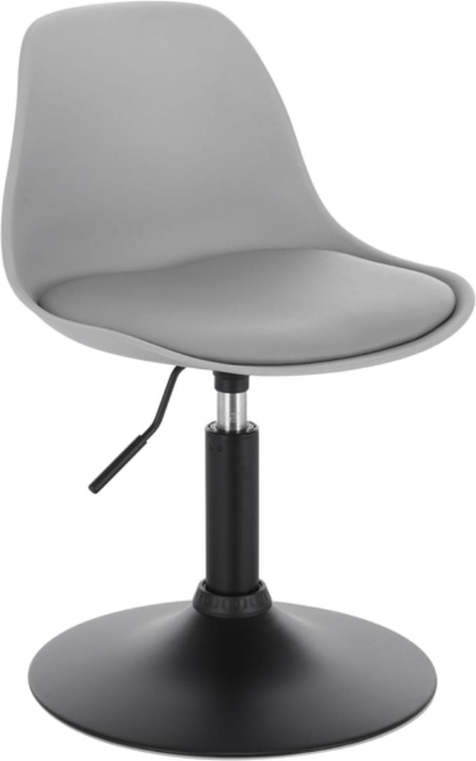 Mini Barkruk - Grijs - Kunstleer - Verstelbaar - Zithoogte 37-49cm - Keuken