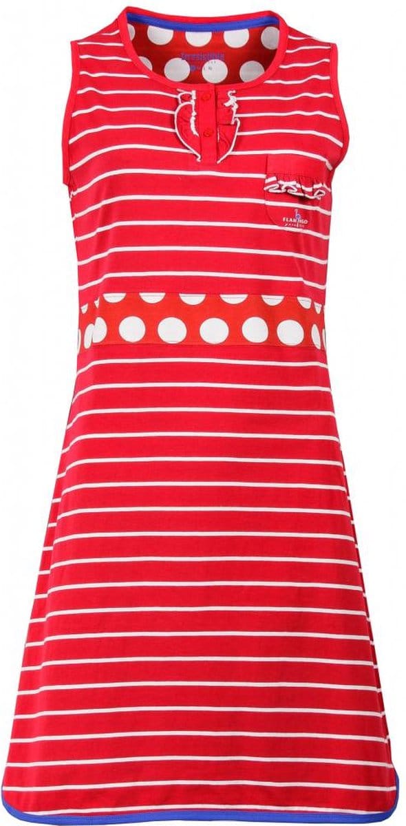 Irresistible Dames Nachthemd - Katoen - Gestreept - Rood - Maat S