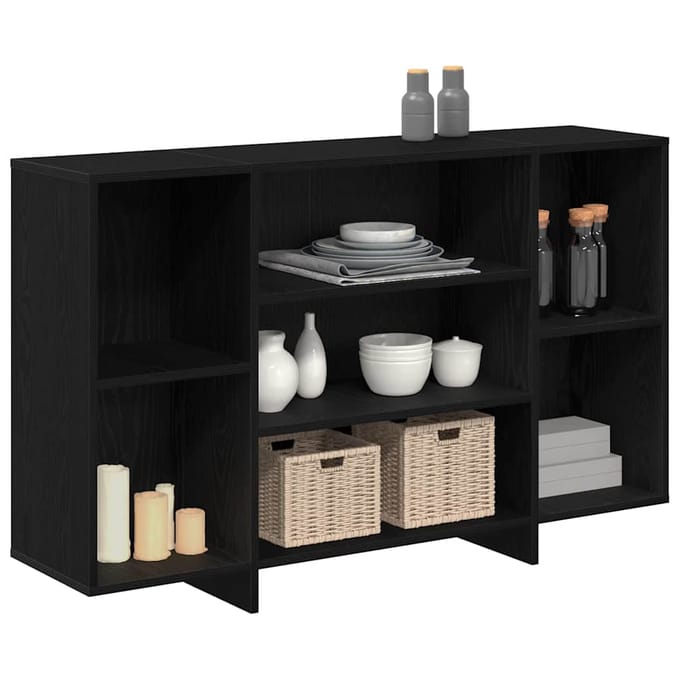 vidaXL - Dressoir - Zwart - Eiken - 120 - x - 30 - x - 75 - cm - Bewerkt - hout