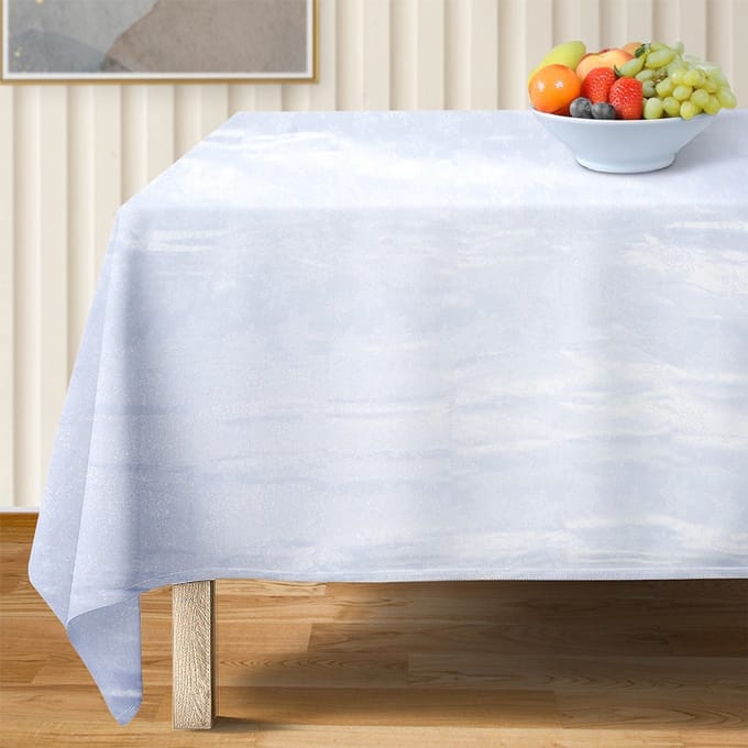 Excellent Houseware - Tafellaken - 220x150 cm - Witte Polyester - Sneeuwvlokpatroon
