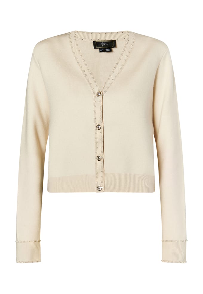 Faina Vest met parels Dames wolwit