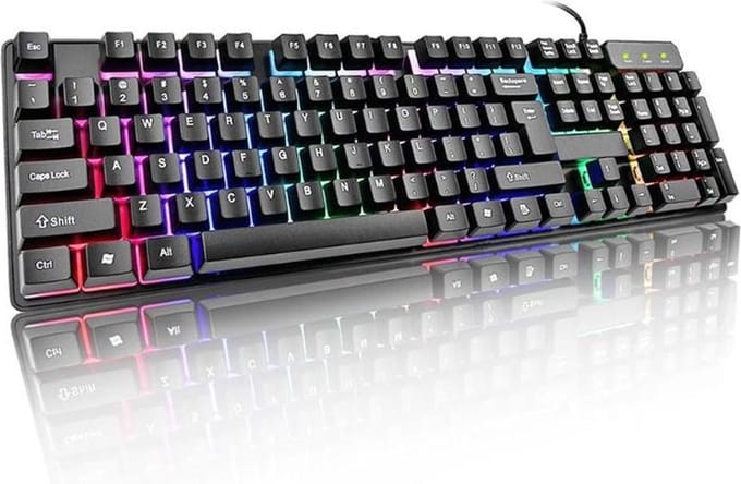 RK6300 GLB Regenboog verlichting USB Bedraad Gaming Toetsenbord voor Computer PC Laptop