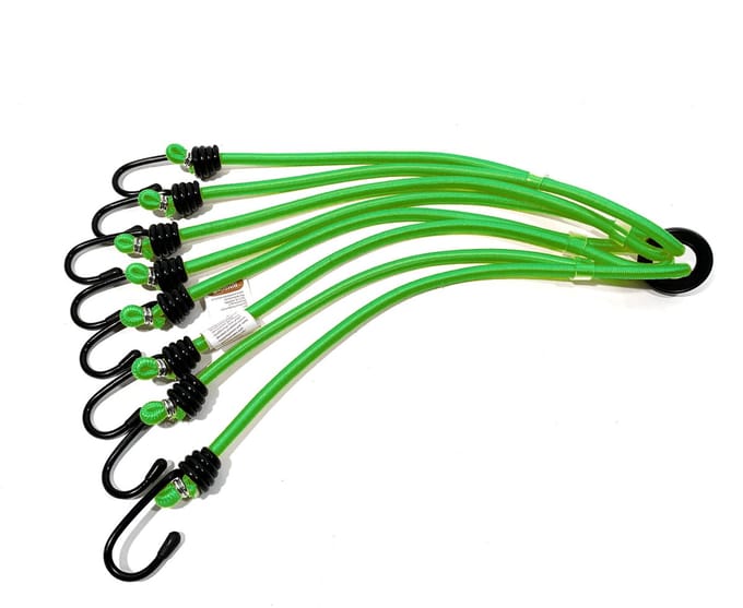 JUMBO spinbinder groen  80 cm, 8 armig, 8mm met plastic coat hakenfietsbinder/ snelbinder