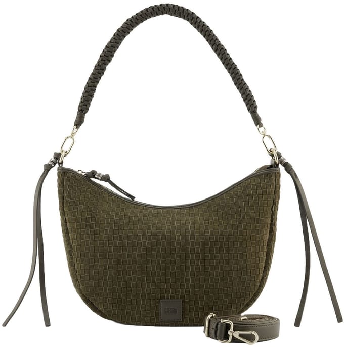 FREDsBRUDER schoudertas Weave Harmony Round Midi Hobo Bag Khaki Green kaki