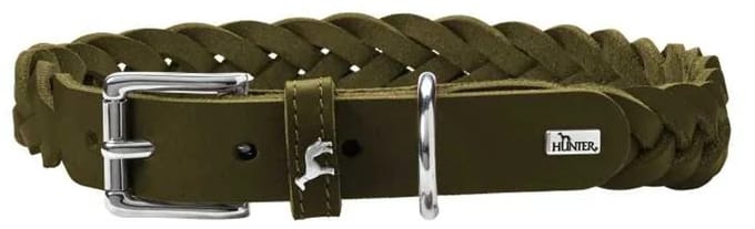 Hunter Hondenhalsband Solid Education Olive Maat S-M