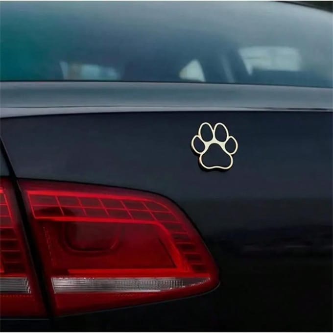 1 stuks 3D Hondenpootafdruk Chroom Decal Sticker Voor Auto, Motorfiets one-size gray