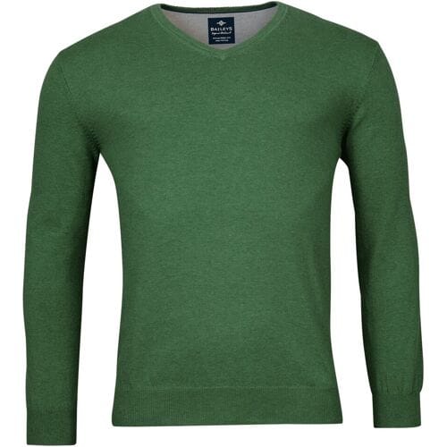 Baileys Trui Uni Color Cotton V-Neck Single Knit Groen / male