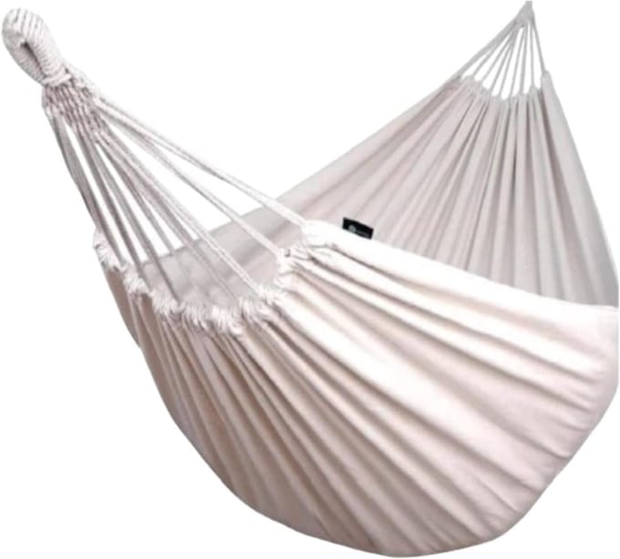 Hangmat met karabijnhaak - Hamac comfortabel - Ontspannen buiten - Stabiele constructie - 200 x 100 cm - Beige